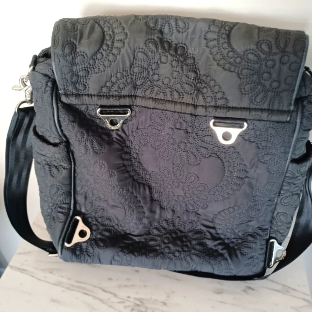 Petunia Pickle Bottom Embossed Black Diaper Bag